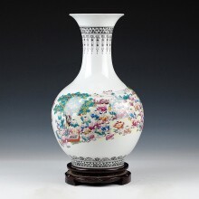 中式仿古粉彩百子图花瓶 客厅家居装饰工艺品摆件 赏瓶