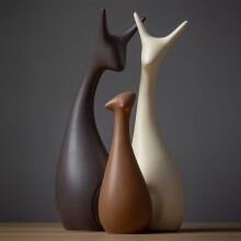 北欧风一‘鹿’有你陶瓷摆件 结婚礼物乔迁新居卧室摆设创意装饰品工艺品 幸福一家客厅玄关桌面摆设 北欧三口鹿套装