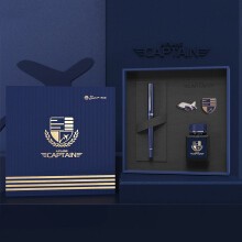 机长系列钢笔礼盒 签字笔墨水套装 男女生日礼物 成人学生练字笔 商务办公礼品 机长蓝套装