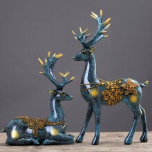 客厅现代工艺品情侣鹿摆件乔迁新居装饰礼品送朋友礼物树脂家居装饰品欧美风