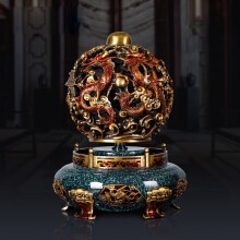 时来运转风水摆件貔貅聚宝盆 二龙戏珠客厅办公室招财摆设工艺品